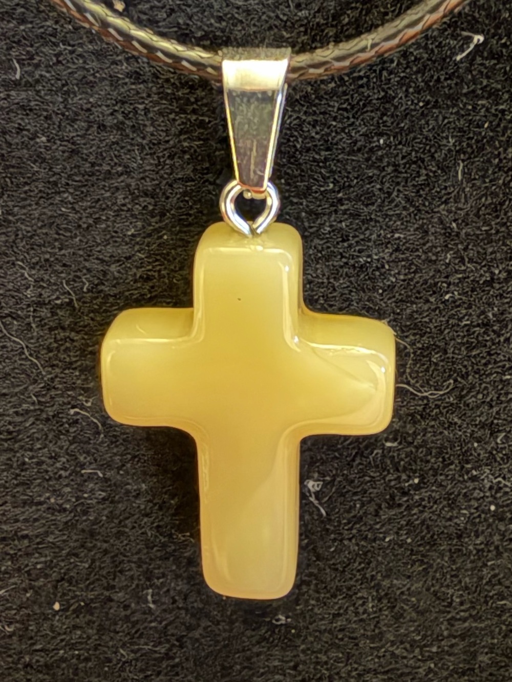 💎2/$10💎Yellow Agate Cross Pendant Necklace